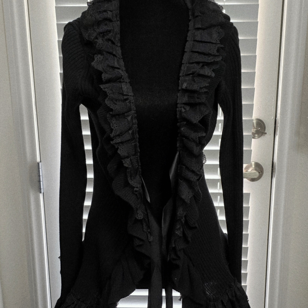 Dolls Kill Celestial Darkness Black Ruffled Cardigan